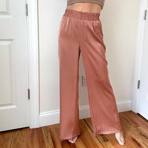 Satin Blush Wide Leg Pant